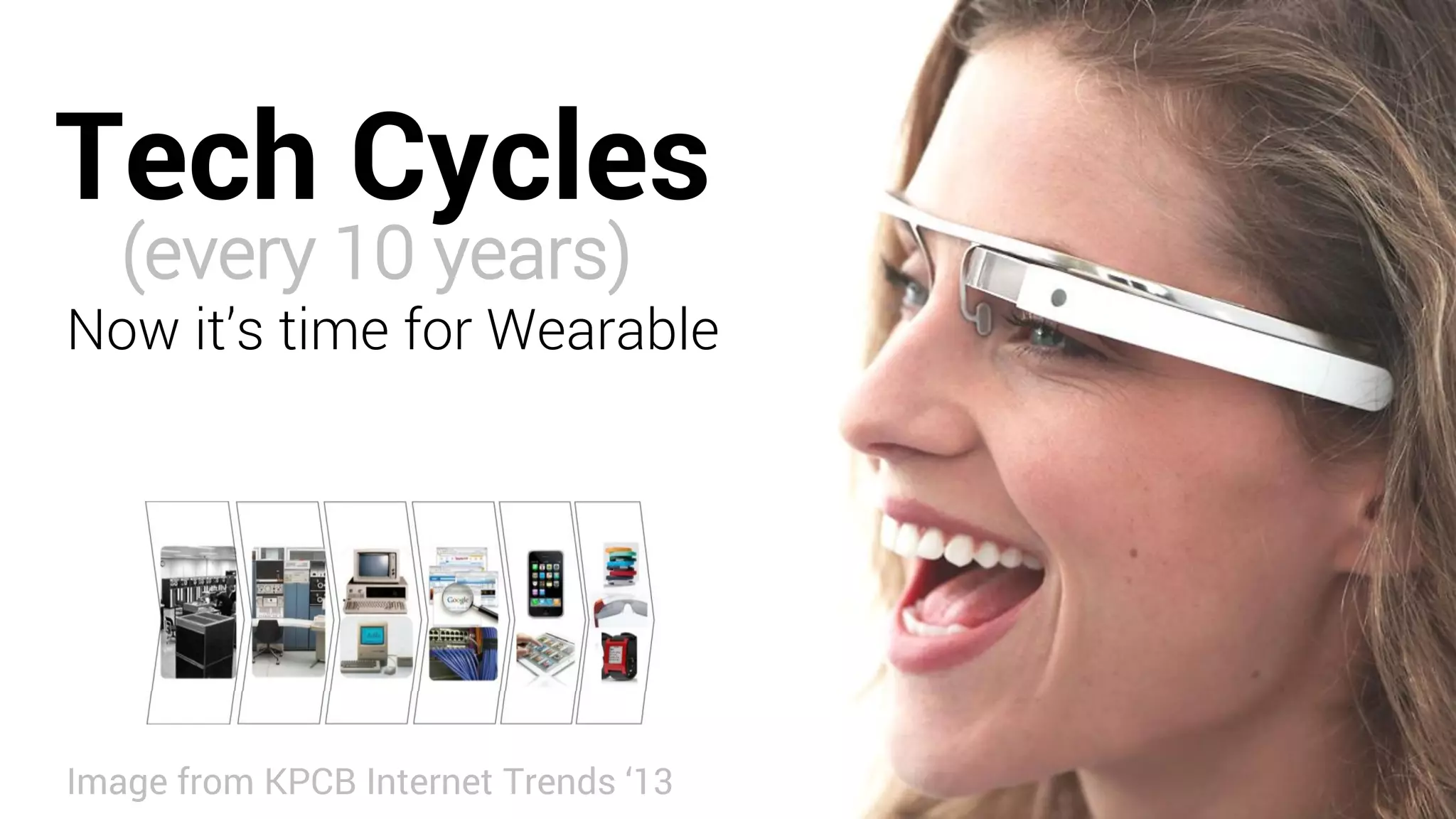 Tech Cycles
(every 10 years)
Now it’s time for Wearable
Image from KPCB Internet Trends ‘13
 