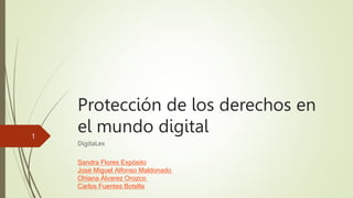 Protección de los derechos en
el mundo digital
DigitaLex
Sandra Flores Expósito
José Miguel Alfonso Maldonado
Ohiana Álvarez Orozco
Carlos Fuentes Botella
1
 