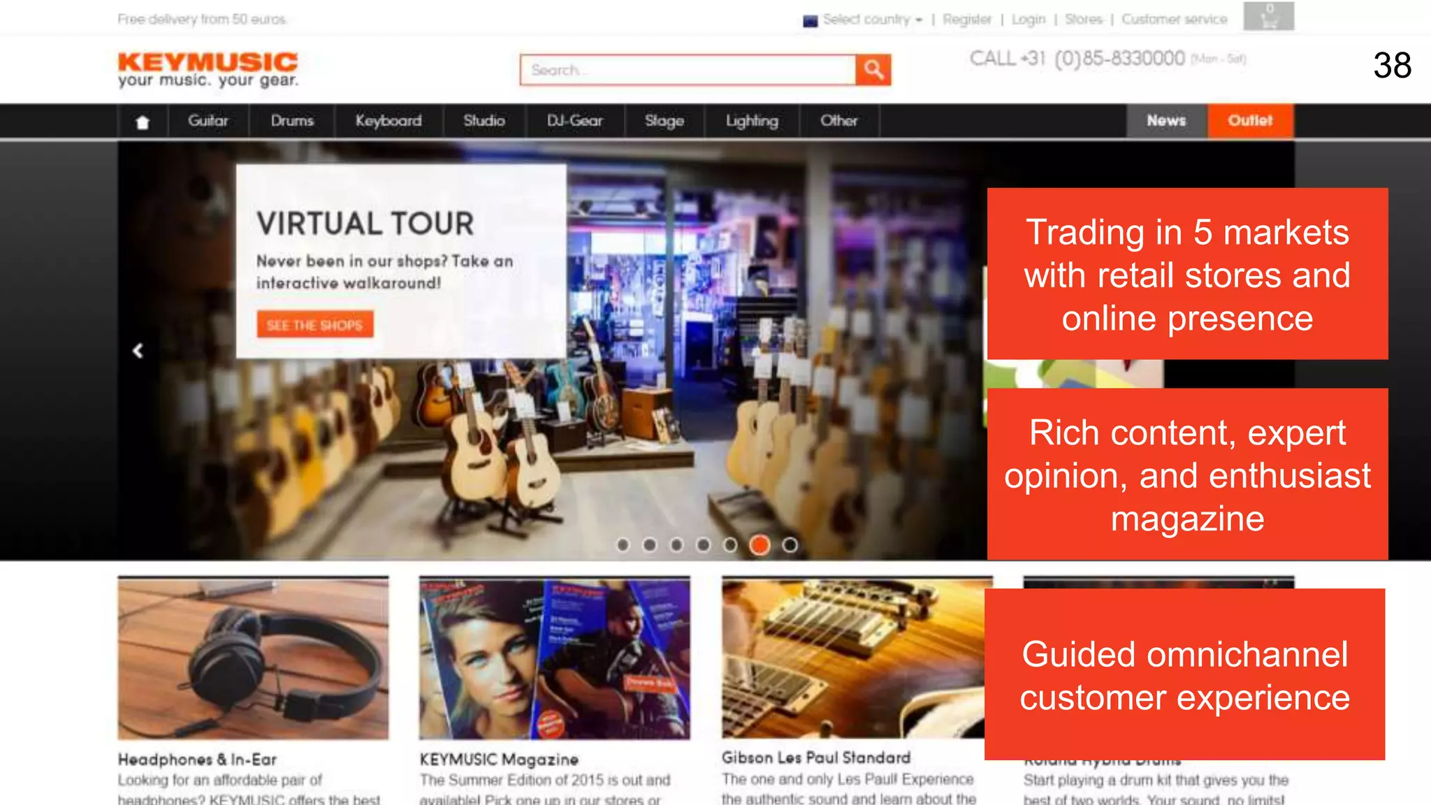 38
Trading in 5 markets
with retail stores and
online presence
Rich content, expert
opinion, and enthusiast
magazine
Guided omnichannel
customer experience
 