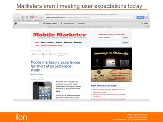 © i-on interactive, inc. All rights reserved • www.ioninteractive.com
Marketers aren’t meeting mobile user expectations today
 