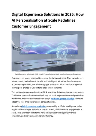 Digital Experience Solution with AI Personalisation | PDF