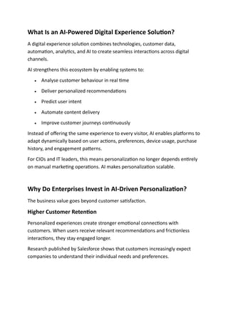 Digital Experience Solution with AI Personalisation | PDF