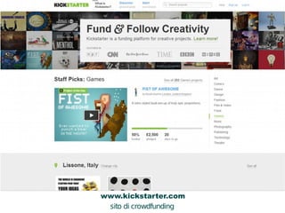www.kickstarter.com 
sito di crowdfunding 
A 
B 
C 
 