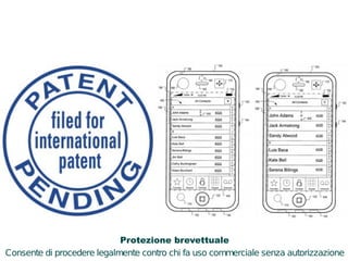 Protezione brevettuale 
Consente di procedere legalmente contro chi fa uso commerciale senza autorizzazione 
 