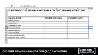 ORGANIZE	
  UMA	
  PLANILHA	
  POR	
  COLEÇÃO/LANÇAMENTO	
  
 