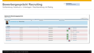 © 2016 SAP SE or an SAP affiliate company. All rights reserved. 28
Bewerbergespräch/ Recruiting
Vorbereitung: Ausdruck v. Unterlagen / Nachbereitung mit Rating
 