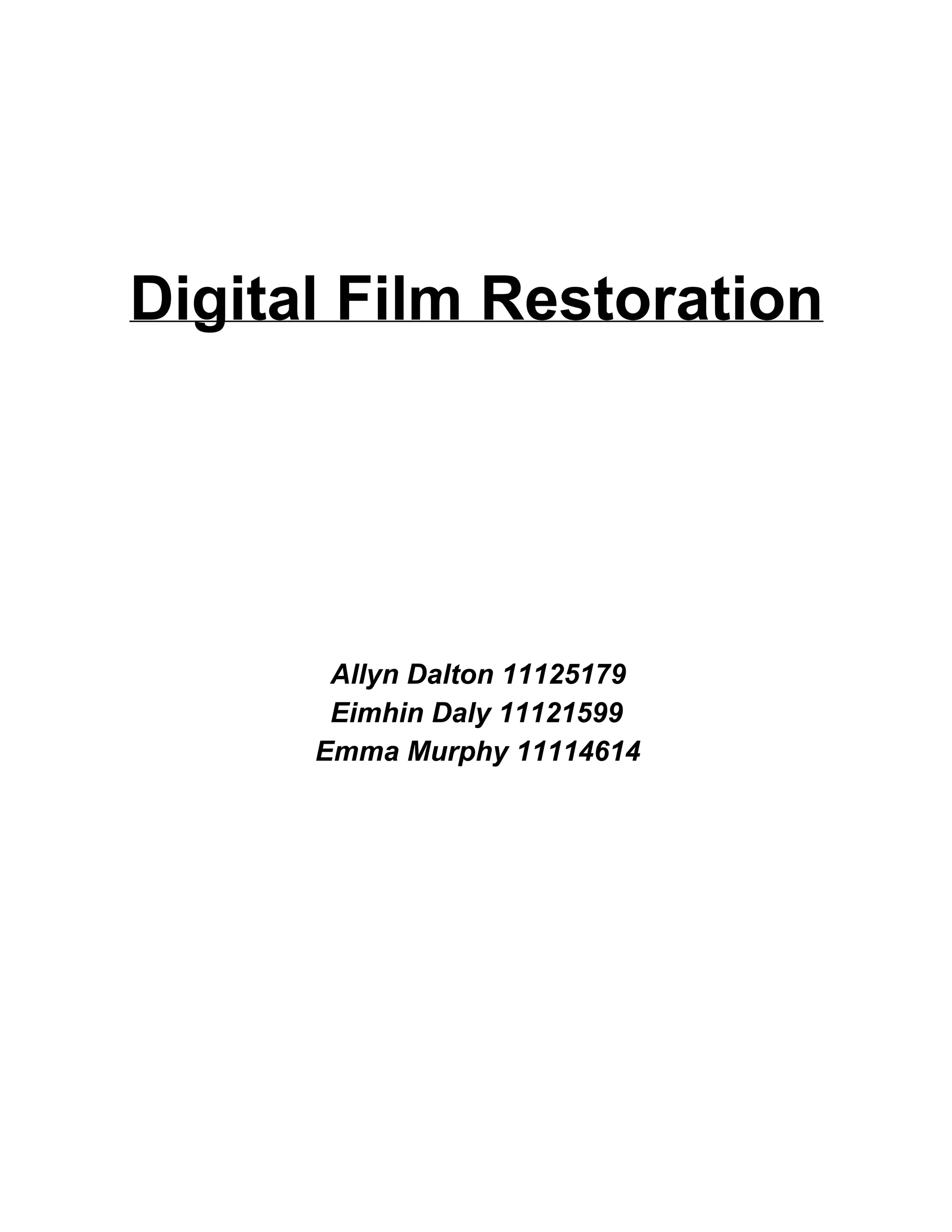 Digital Film Restoration PDF