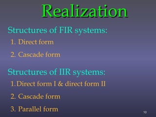Iir Realization Digital filter structures Digital Signal Processing NIT DURGAPUR | PPT