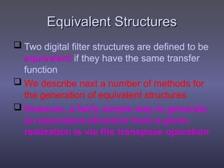 Digital filter structures Digital Signal Processing NIT DURGAPUR | PPT