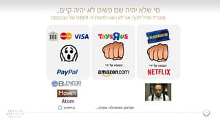 5
‫קיים‬ ‫יהיה‬ ‫לא‬ ‫פשוט‬ ‫שם‬ ‫יהיה‬ ‫שלא‬ ‫מי‬..
(‫מנכ‬"‫ל‬‫מריל‬‫לינץ‬':‫ל‬ ‫לחכות‬ ‫רוצה‬ ‫לא‬ ‫אני‬-UBER‫הבנקים‬ ‫של‬)!
‫ידי‬ ‫על‬ ‫הובסה‬ ‫ידי‬ ‫על‬ ‫הובסה‬
‫וקודאק‬,‫ומוטורולה‬,‫ונוקיה‬,...
 