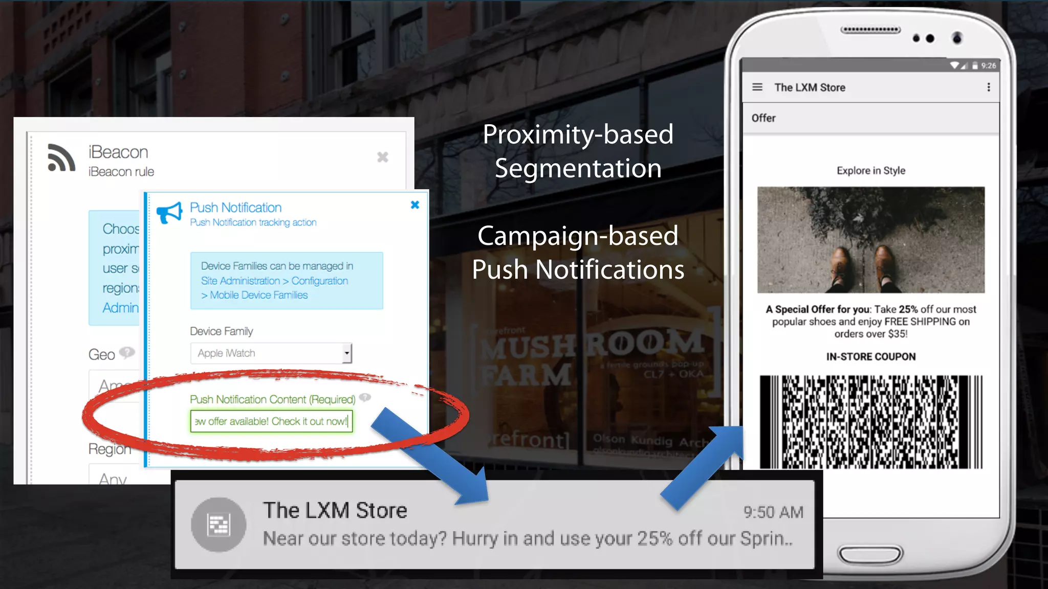 Proximity-based
Segmentation
Campaign-based
Push Notifications
 