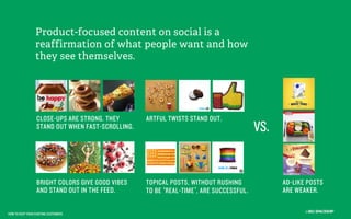 Product-focused content on social is a
reaffirmation of what people want and how
they see themselves.

CLOSE-UPS ARE STRON...