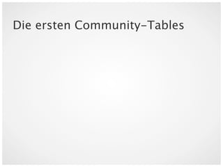 Die ersten Community-Tables
 