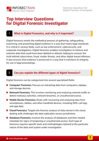 Digital Forensic Investigator Top Interview Questions and answers | PDF