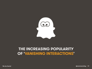 @wearesocialsg • 51We Are Social
THE INCREASING POPULARITY
OF ‘VANISHING INTERACTIONS’
 