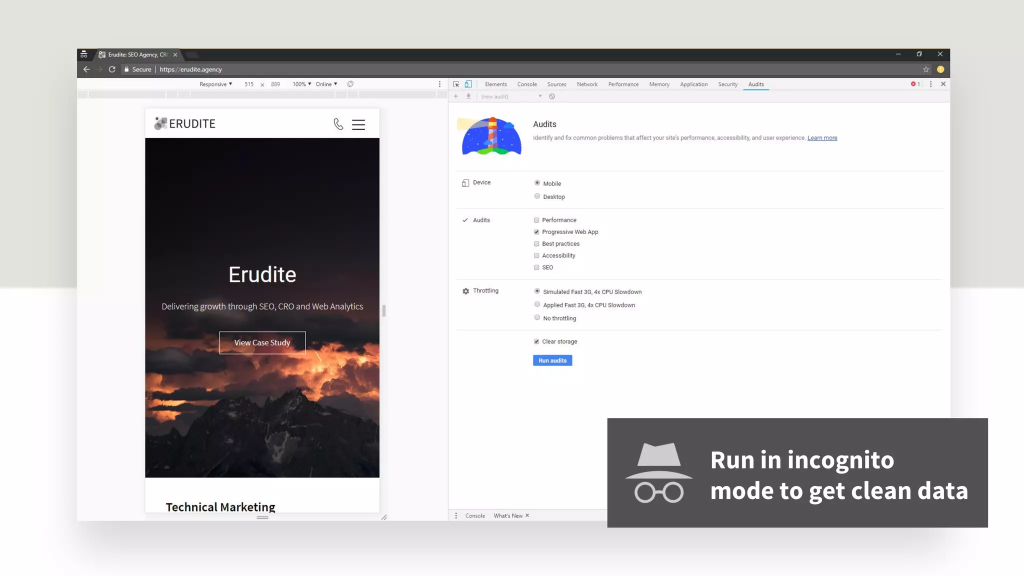 Run in incognito
mode to get clean data
 