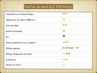 Vad tar du med dig? Ditt betyg?
 