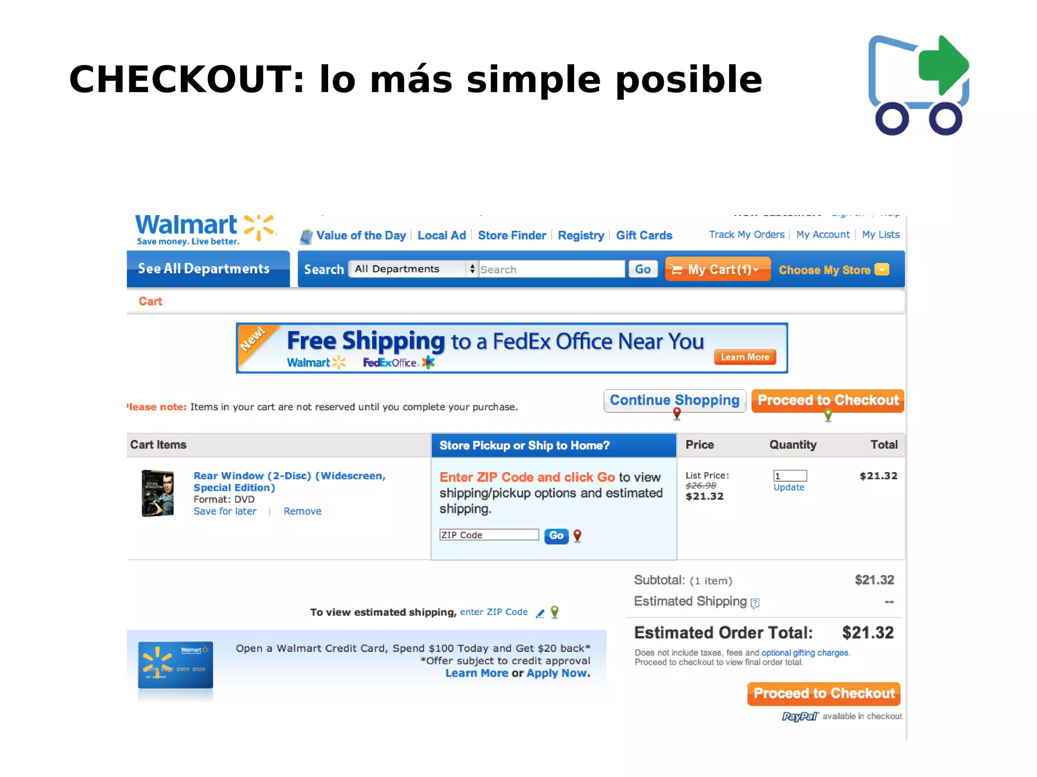 CHECKOUT: lo más simple posible

 