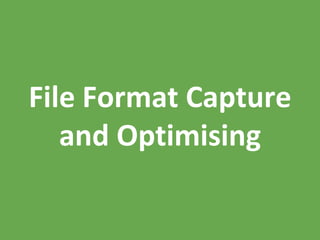 File Format Capture
and Optimising
 