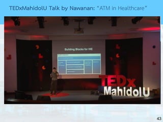 43
TEDxMahidolU Talk by Nawanan: “ATM in Healthcare”
 