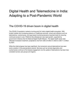 Digital Health and Telemedicine in India_ Adapting to a Post-Pandemic ...
