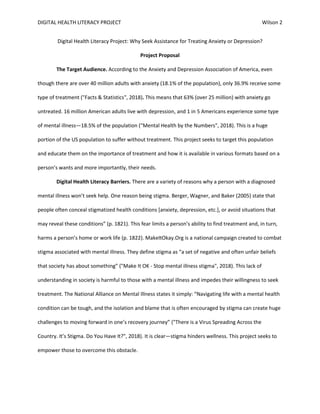 Digital Health Literacy Project Curriculum Paper | PDF