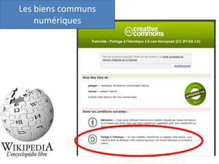 Les biens communs
numériques
 