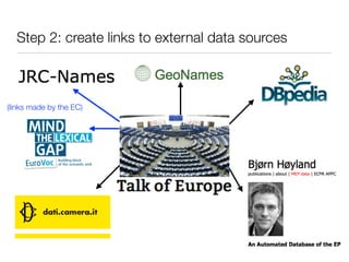 Step 2: create links to external data sources
•
(links made by the EC)
 