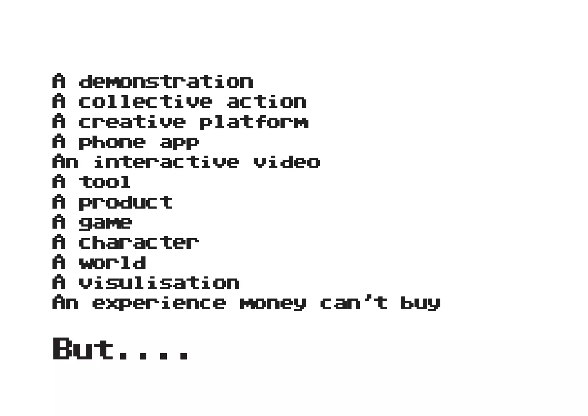 A d m n t a i n
   e o s r t o
A c l e t v a t o
   o l c i e c i n
A c e t v p a f r
   r a i e l t o m
A p o e a p
   h n   p
An i t r c i e v d o
    n e a t v   i e
A t o
   o l
A p o u t
   r d c
A g m
   a e
A c a a t r
   h r c e
A w r d
   o l
A v s l s t o
   i u i a i n
An e p r e c m n y c n
    x e i n e o e    a ’t buy

B t....
 u
 