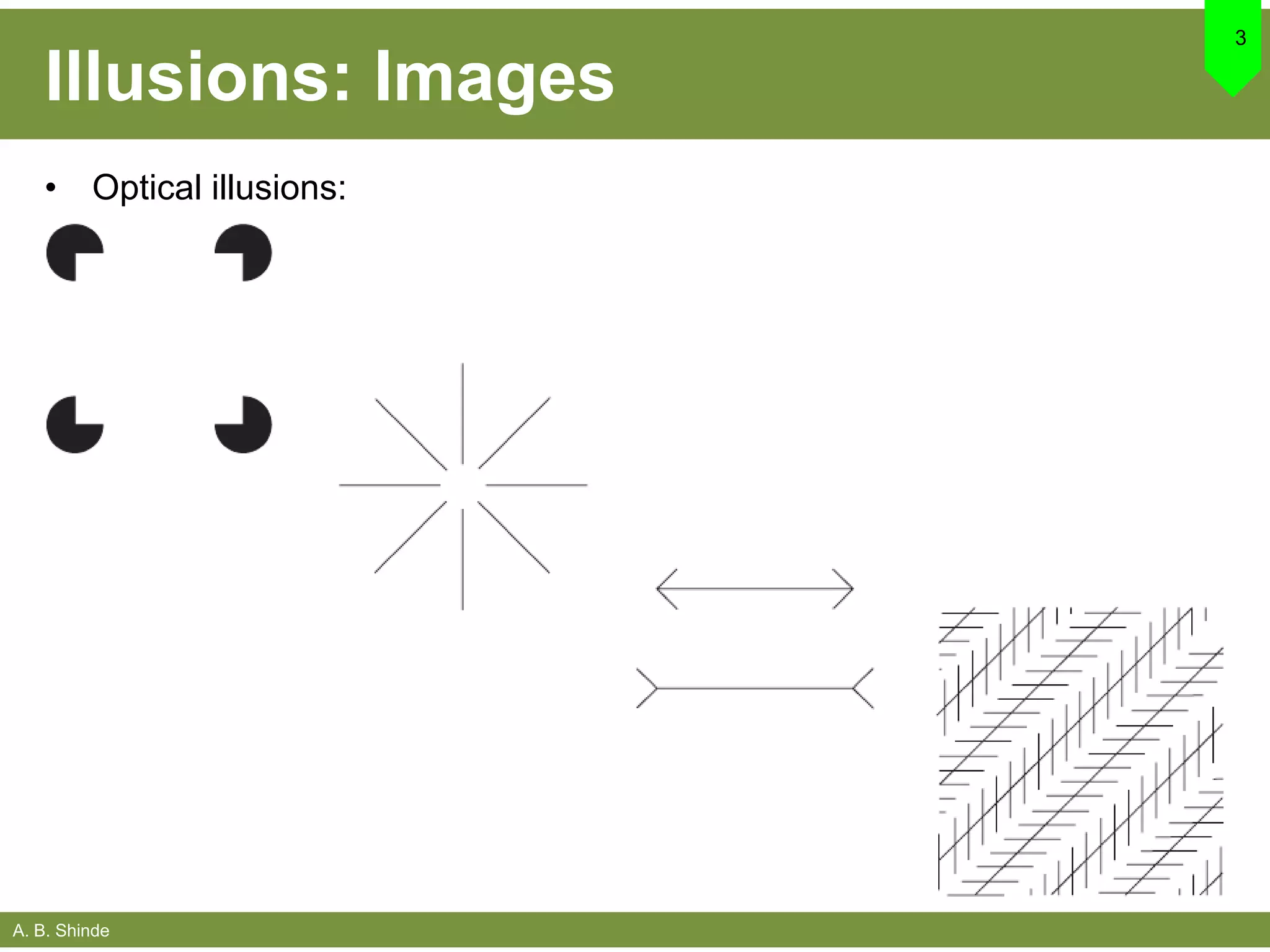 A. B. Shinde
Illusions: Images
• Optical illusions:
3
 