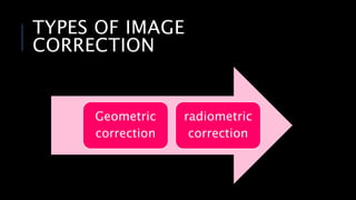 TYPES OF IMAGE
CORRECTION
Geometric
correction
radiometric
correction
 