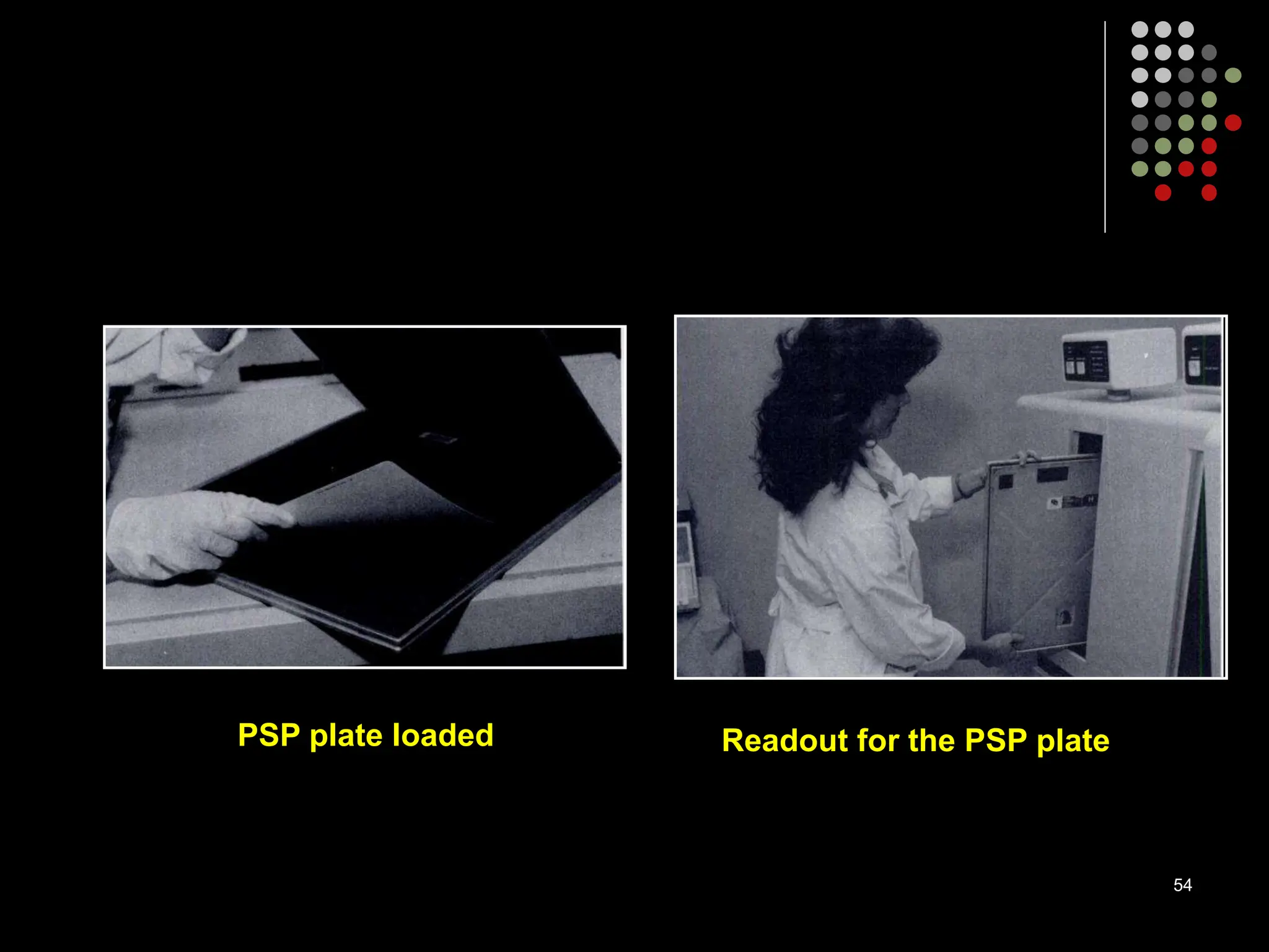 PSP plate loaded Readout for the PSP plate
54
 