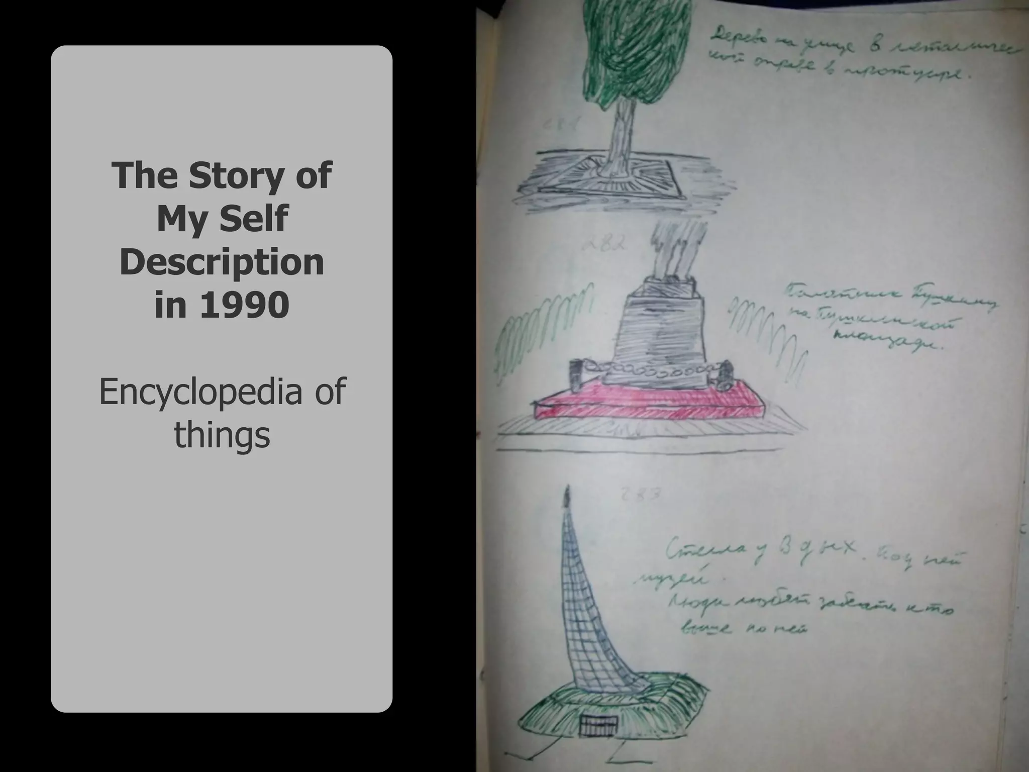 The Story of
My Self
Description
in 1990
Encyclopedia of
things
 
 