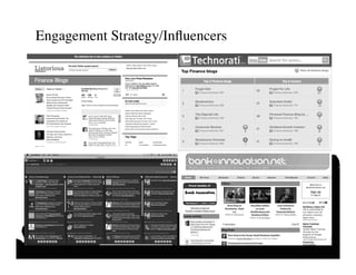 Engagement Strategy/Inﬂuencers	

 
