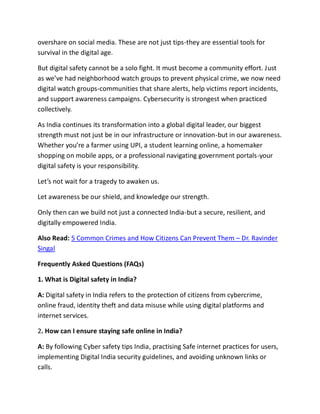 Digital India & Safety: Staying Safe in a Connected World | PDF
