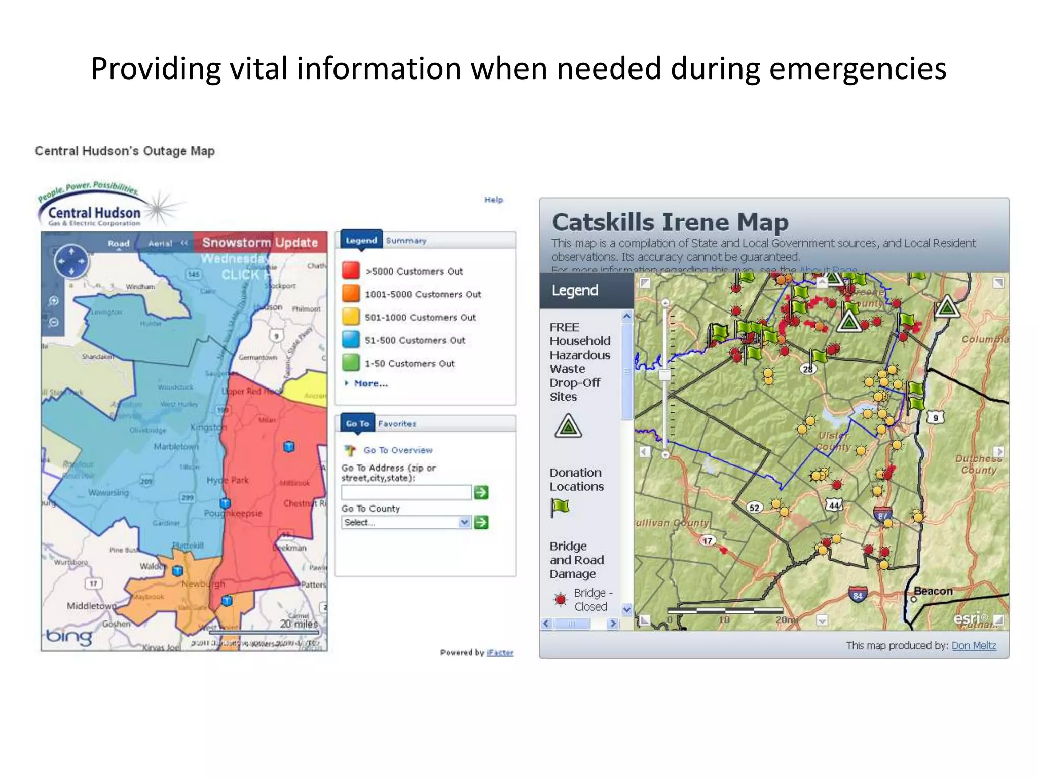Providing vital information when needed during emergencies
 