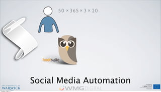 Social Media Automation
Script
50 36 5 3× × 20×
Thursday, 18 April 13
 