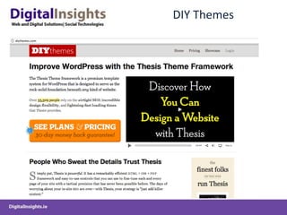 Bought ThemesDifferent Licensing and Usage TermsSingle Use, Developer, Enterprise EditionsPricing reflects flexibility of usage and provided functionalityProvide Out of the Box Design and FunctionalityEnable easy cutomisation of Themes without having to handcraft CSS code Provide in-built plugin functionality for SEO, Backups, No-follows, Google Analytics, JQuery Sliders, Security etc..Provide multiple theme templates to facilitate creation of Content Management Systems