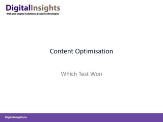Content Optimisation Which Test Won 