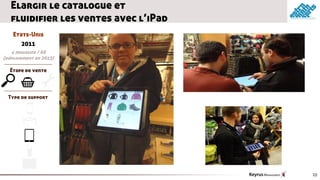 Elargir le catalogue et
   fluidifier les ventes avec l’iPad
    Etats-Unis
       2011
   4 magasins / 68
(déploiement en 2013)

  Étape de vente

MSG
  Type de support




                                       25
 