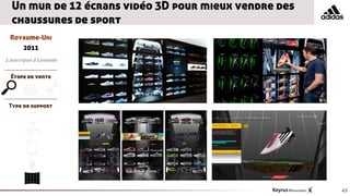 Un mur de 12 écrans vidéo 3D pour mieux vendre des
  chaussures de sport
 Royaume-Uni
       2011
1 boutique à Londres

  Étape de vente

MSG
 Type de support




                                                       43
 
