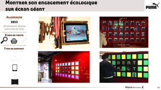 Montrer son engagement écologique
 sur écran géant
  Allemagne
     2012
50 magasins Monde
 déployés en 2012

 Étape de vente

MSG
Type de support




                                     45
 