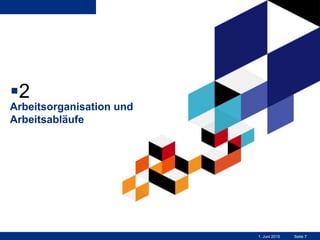 Seite 71. Juni 2015
2
Arbeitsorganisation und
Arbeitsabläufe
 