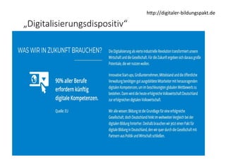 „Digitalisierungsdispositiv“
http://digitaler‐bildungspakt.de
 