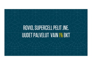 ROVIO,SUPERCELLPELITJNE.
UUDETPALVELUT VAIN1%BKT
 