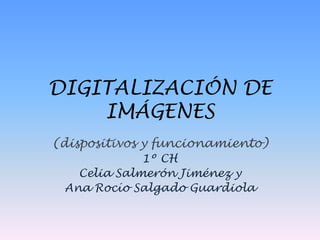 DIGITALIZACIÓN DE
    IMÁGENES
(dispositivos y funcionamiento)
             1º CH
   Celia Salmerón Jiménez y
 Ana Rocío Salgado Guardiola
 