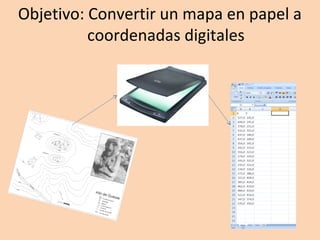 Objetivo: Convertir un mapa en papel a
coordenadas digitales

 
