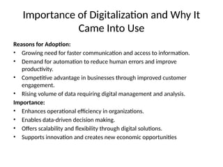 Improve Digitalization Digitalization.pptx What is Digitalization | PPTX