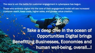 Digitalization Opportunities &
Challenges - Pharma 2020
25
The race to win the battle for customer engagement in cyberspace has begun.
Those who embrace digital into the core of their engagement model will see increased
customer reach, lower costs, higher sales, and greater value creation.
 