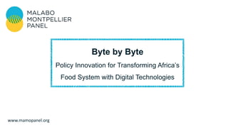 www.mamopanel.org
Byte by Byte
Policy Innovation for Transforming Africa’s
Food System with Digital Technologies
 
